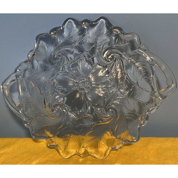 Wild Rose Clear - Double Handled Cake Plate - by Indiana Glass - 12.25 Inches - Picture 3 of 3